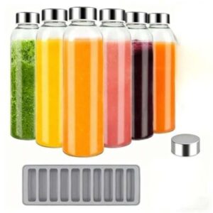 Clear glass juice bottle